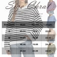 thumbnail image 3 of Women Crew Neck Horizontal Stripe Drop Shoulder Long Sleeve Loose Knit Sweater Fall Casual Pullover L, 3 of 5