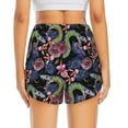 thumbnail image 2 of Lsque Snake And Flower Printed Women's Running Shorts with Liner Pockets,Elastic Quick Dry Workout Athletic Gym Yoga Shorts,Womens High Waist Shorts-X-Large, 2 of 9