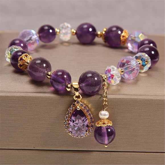 SUTENGDA Natural  Amethyst Crystal Bracelet - Women‘s Healing Stone Retro Fashion Jewelry