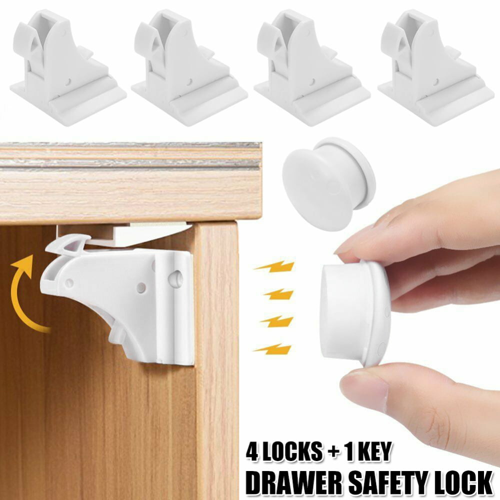Baby Safety Cupboard Lock Invisible Magnetic Cabinet Locks Child Kid Proof  Latches Punch Free New 