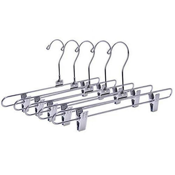Quality Skirt Pants Trouser Hangers, 96-Pack Heavy Duty Metal Swivel Hook, Adjustable Clips, Jeans, Bottoms (Chrome, 96)