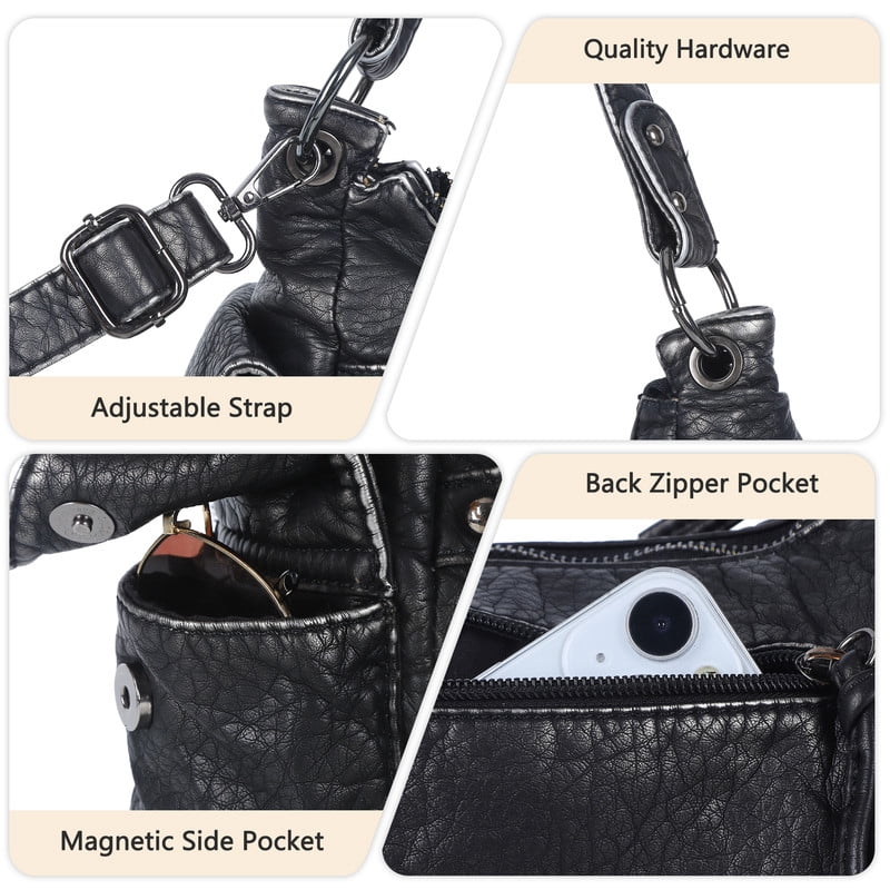 Angelkiss Crossbody Bag Vegan Leather multi pockets Shoulder Bag Hobo Purses for Women Tote Satchel Handbags