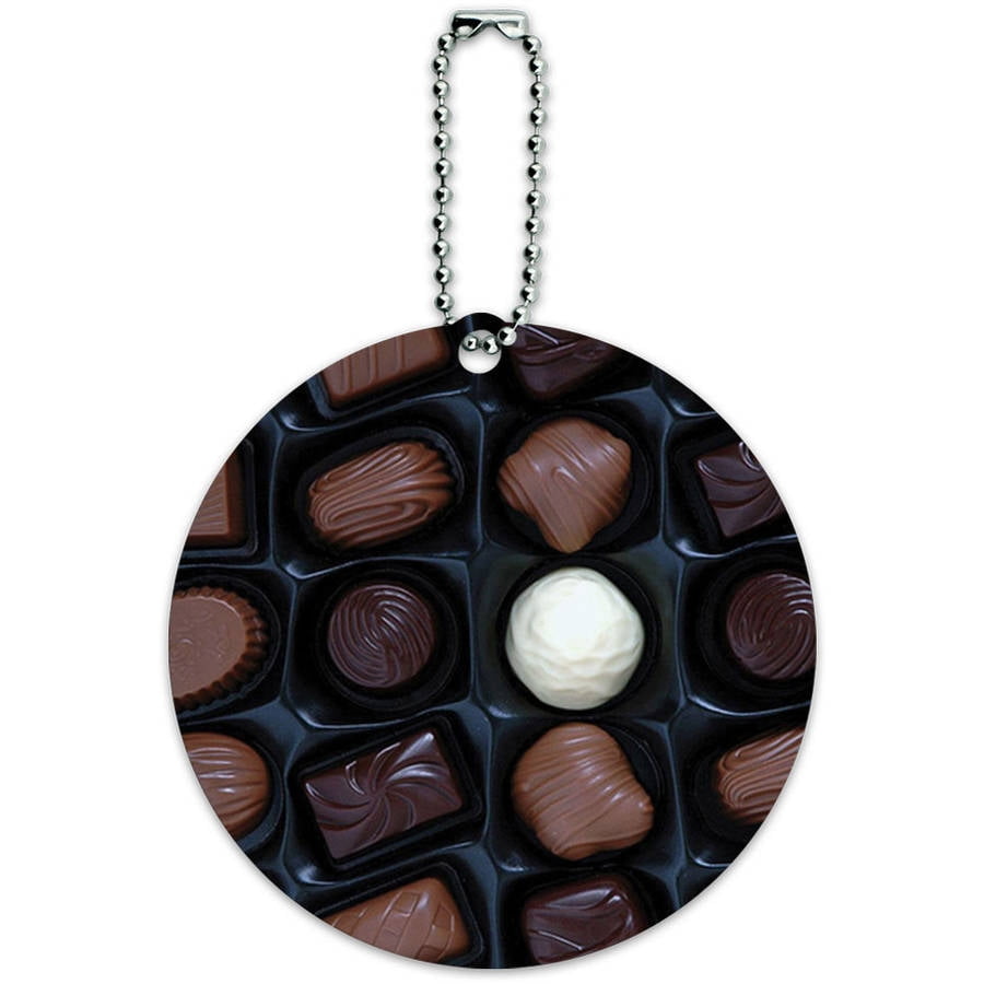 Box of Chocolates Round Luggage ID Tag Card for Suitcase or CarryOn