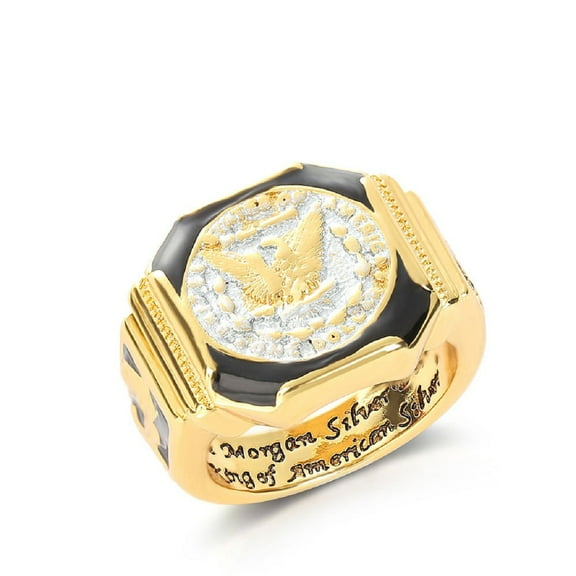 MayiaHey Gold Eagle Biker Ring, American Bald Eagle Ring for Men, Norse Viking Hawk Ring Eagle Hawk Jewelry, Rock Eagle Coin Ring Hip Hop Flying Eagle Ring Punk Eagle Totem Animal Ring