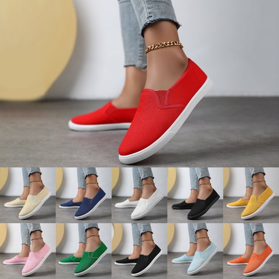 Men's Women's Slip on Flat Canvas Shoes lightweight Non Slip Loafers Comfortable Non Slip Sneakers