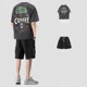 thumbnail image 2 of Conjuntos de chándal, pantalones cortos, top gris, estampado deportivo, ropa para hombre, camiseta de jogging, tendencia chic básica 2024, XL, 2 of 5