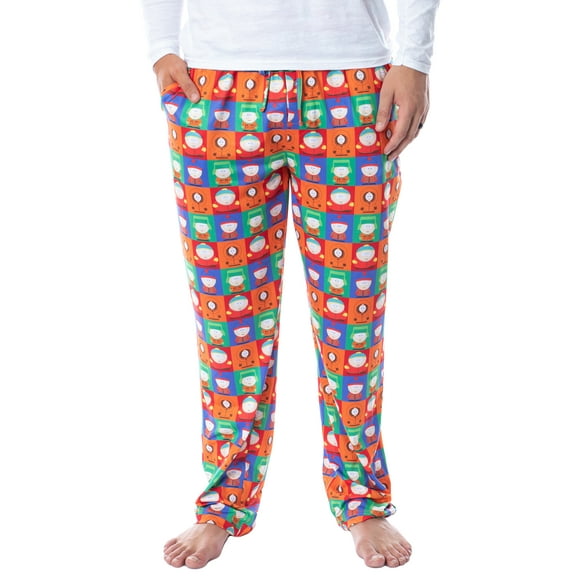 South Park Mens' Square Print Stan Kyle Cartman Kenny Sleep Pajama Pants