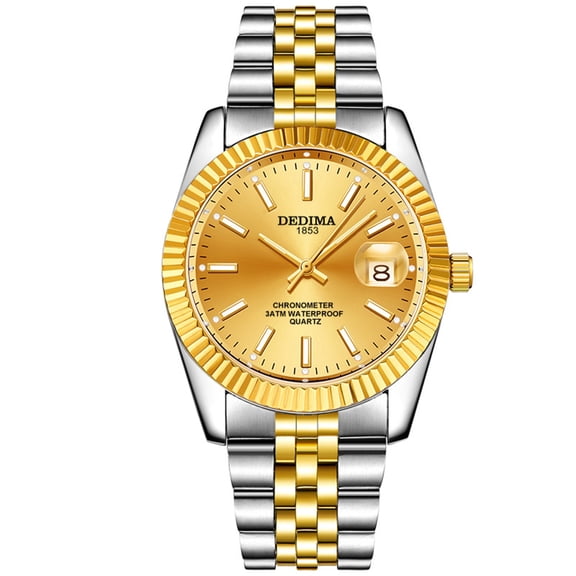 Resicozy Mens Watches Fashion Quartz Wristwatch with Round Case Casual Business Watch Stainless Gift 2026 Silver&Gold with Gold Face