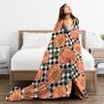thumbnail image 2 of Autumn Pumpkins with Black and White Gingham Throw Blanket Super Soft Lightweight Thanksgiving Day Flannel Blanket for Sofa Couch Bed,Ultra Warm Cozy Blankets for All Seasons 60"X50", 2 of 6