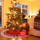 thumbnail image 5 of CHAO Falda grande para árbol de Navidad, alfombra navideña rústica de 48 pulgadas con copos de nieve y falda de reno de punto rojo para decoración del hogar en interiores y exteriores, 5 of 5