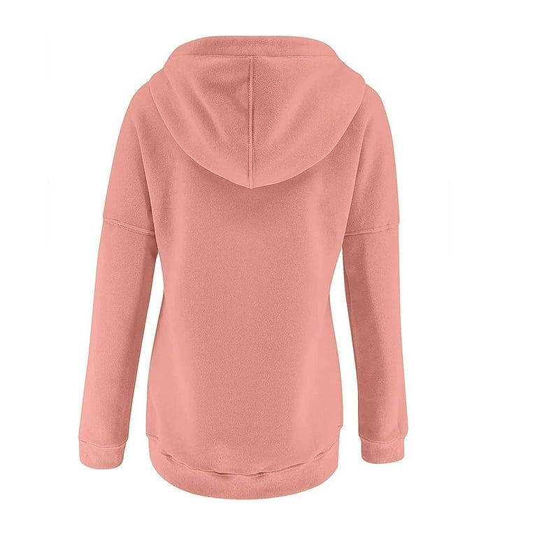 Women's Hoodies with Thumb Holes,Hoodies for Women Long Sleeve Button up  Drawstring Hooded Sweatshirts Casual Solid Color Kangaroo Pocket Pullover