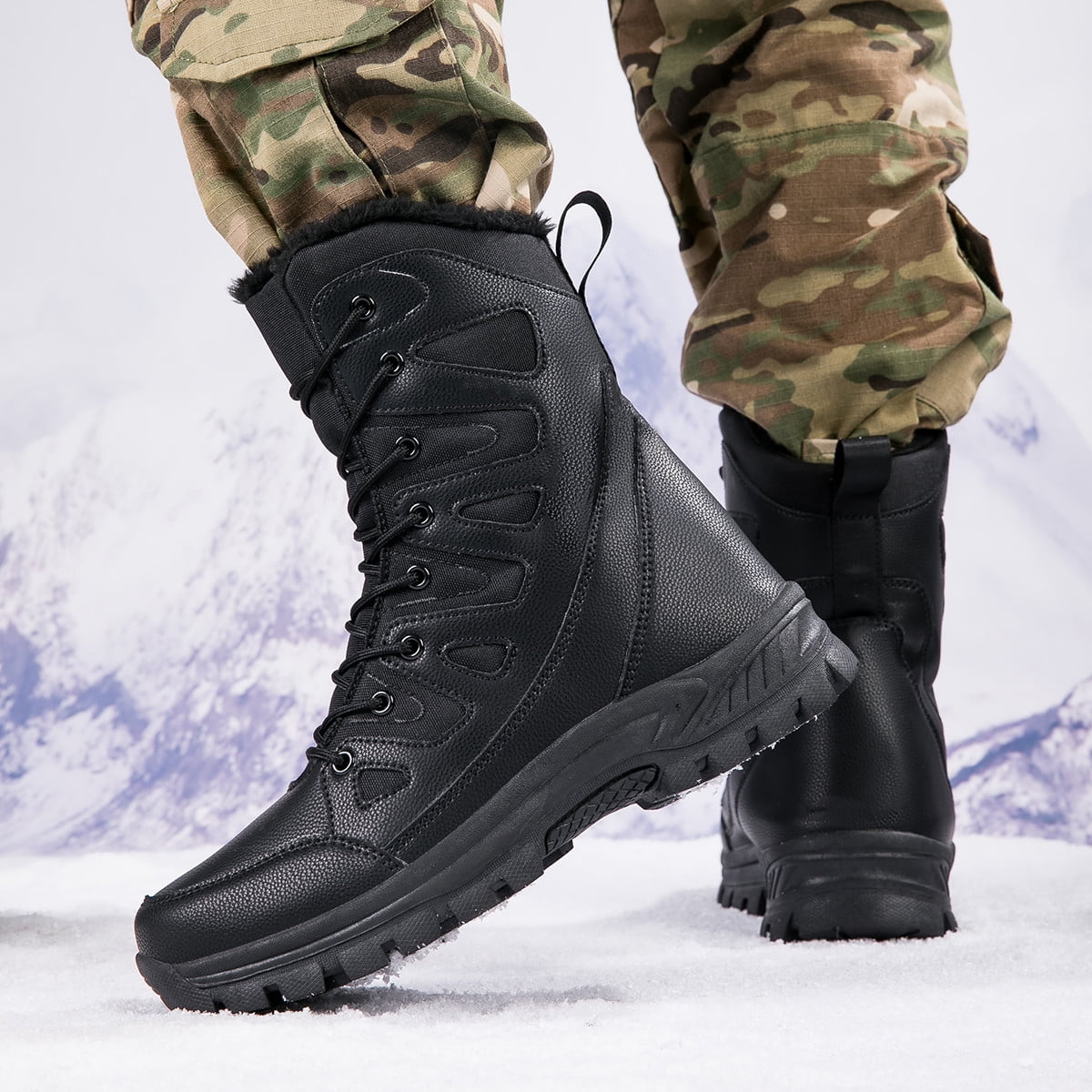 VOVORY Winter Warm Mens Snow Boots Male Lightweight Hiking Desert Boots Outdoor Sport Walking Shoes for Women