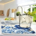 thumbnail image 5 of Blue Flowers Hibiscus Dish Drying Mat Microfiber Kitchen Pad Large Counter Absorbent Dish Mats Drainer Rack 18"x24", 5 of 7