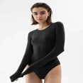 thumbnail image 3 of EIMELI Justaucorps à Manches Longues Col Rond pour Femmes Sensation Seconde Peau Hauts Justaucorps Aguichant Vêtements pour Femmes, 3 of 6