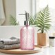 thumbnail image 5 of Dispensador de jabón, botella de vidrio con bomba de acero inoxidable, diseño de clavo en relieve, recipiente rellenable de 400 ml para baño o cocina, 5 of 6