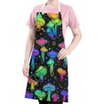 thumbnail image 5 of Colorful Mushroom Star Black Pattern Apron-Garden Aprons for Women with Pockets-Cotton Linen Waterproof Kitchen Cooking Gardening Aprons Adjustable for Kitchen,Cooking,BBQ and Salon 33x27 Inch, 5 of 7