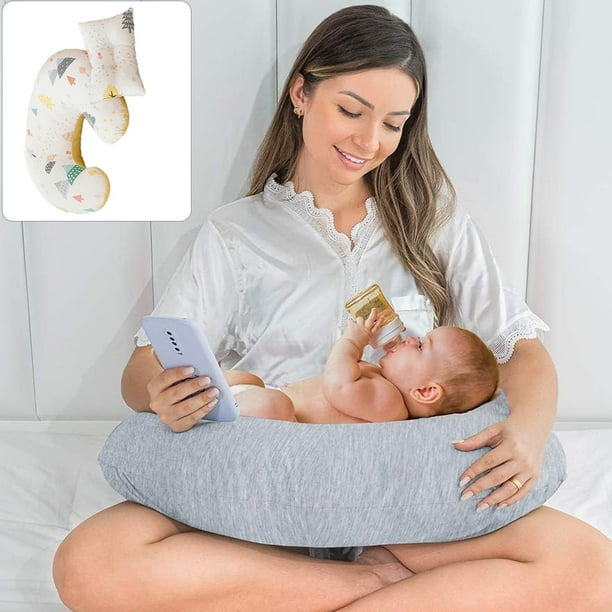 1. SUAVE Y TRANSPIRABLE nuestra almohada de lactancia para bebes esta rellena con material de algodon de fibra de PP 7D hueco y la funda de la almohada de lactancia esta hecha