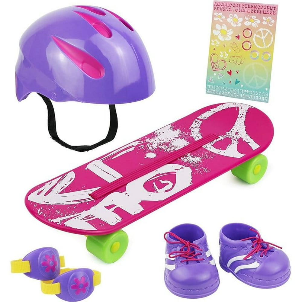 Click n' Play Doll Skateboard Set and Accessories. Perfect For 18 inch