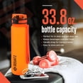 thumbnail image 2 of Squatz 1000ml. Frosted Water Bottle with Strainer - Leak Proof and No Sweat Gym Bottle (Orange), 2 of 7