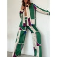 thumbnail image 3 of KelaJuan Women Pajama Set, Contrast Color Long Sleeve Shirt with Pants Sleepwear Loungewear Casual Outfit, 3 of 6
