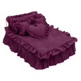 thumbnail image 1 of 1/6 exquisita cama en miniatura, para decoración de accesorios de muebles para el hogar del dormitorio, con colchón, sábana, edredón, Púrpura Sunnimix Cama en miniatura de casa de muñecas, 1 of 8