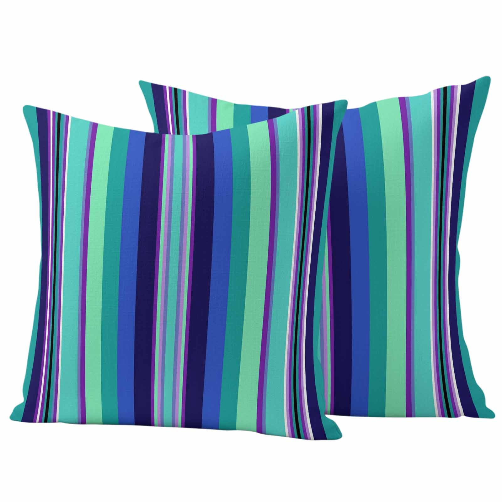 Mexican Style Outdoor Waterproof Throw Pillow Covers 24x24 Set of 2, Colorful Mexico Stripes Teal Blue Decorative Pillowcases Cushion Pillowcase for Couch Sofa Patio Outside Pillow Protector