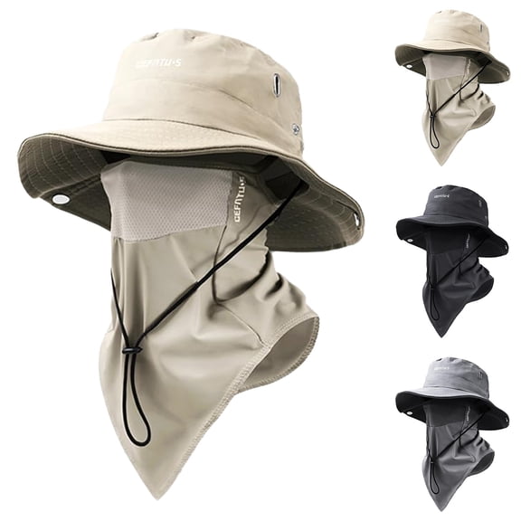 ManxiVoo 2 in 1 Breathable Fisherman Hat with Detachable Neck Flap and Cooling Ice Pack Wide Brim