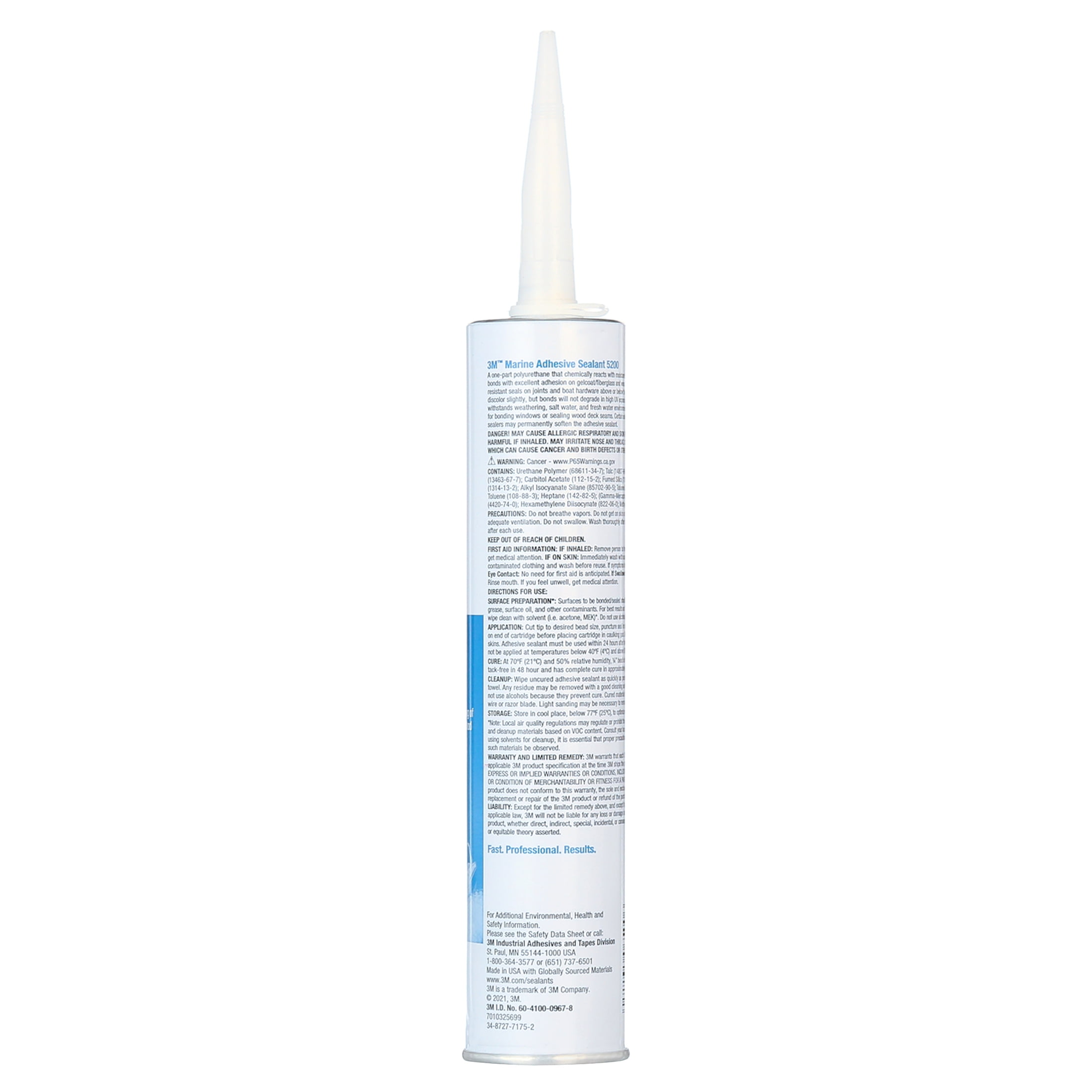 3M Marine Adhesive Sealant 5200,, White, 295 mL, 1 Cartridge, Watertight Bonging/Sealing of Gelcoat