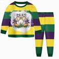 thumbnail image 2 of KPOPLK Toddler Baby Boy Clothes Carnival Print Long Sleeve Sweatshirt Pullover Tops and Jogger Pants Cute Fall Winter Outfit(3-4 Years,), 2 of 7