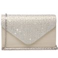 thumbnail image 1 of Bolso de noche Dasein para mujer, satinado, con strass, color champán, 1 of 6