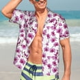 thumbnail image 7 of Pofeuu Orchids Flowers Print Hawaiian Shirt for Men Sleeves Casual Button Down Summer Beach Dress Shirts T-Shirts,Medium, 7 of 7