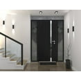 thumbnail image 3 of Front Exterior Prehung Steel Door / Cynex 6777 Black / 2 Side Exterior Windows / Stainless Inserts Single Modern Painted-W14+36+14" x H80"-Right-hand Inswing, 3 of 6