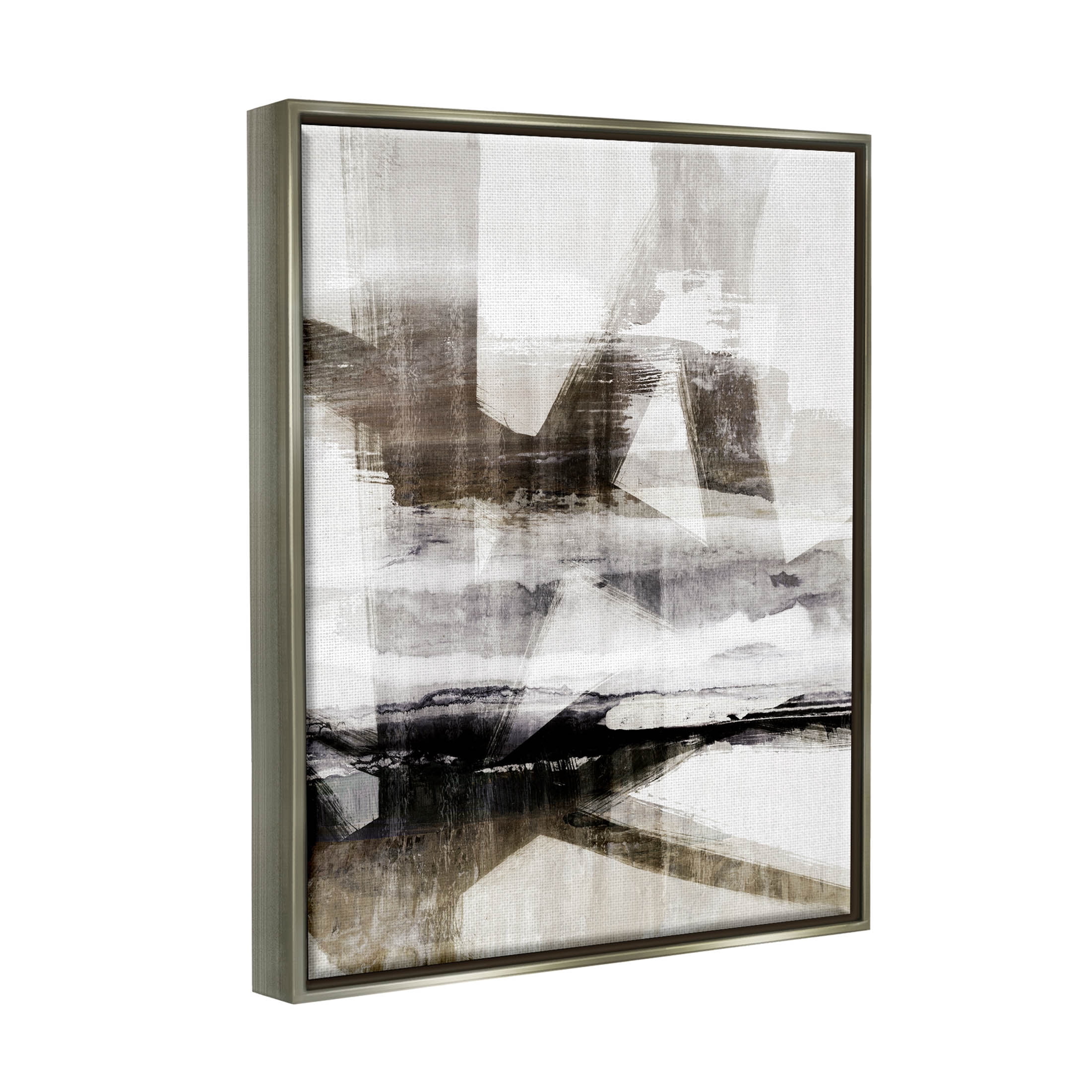 Stupell Industries Abstract Black Streaks Layered Lines Graphic Art Luster Gray Floating Framed Canvas Print Wall Art, Design by Nina Blue