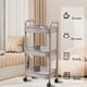thumbnail image 5 of Carrito rodante de 3 niveles, carrito de almacenamiento de cocina con 3 estantes y reposabrazos, carrito multiusos de metal negro para organizar artículos de tocador de baño, estante de, 5 of 8