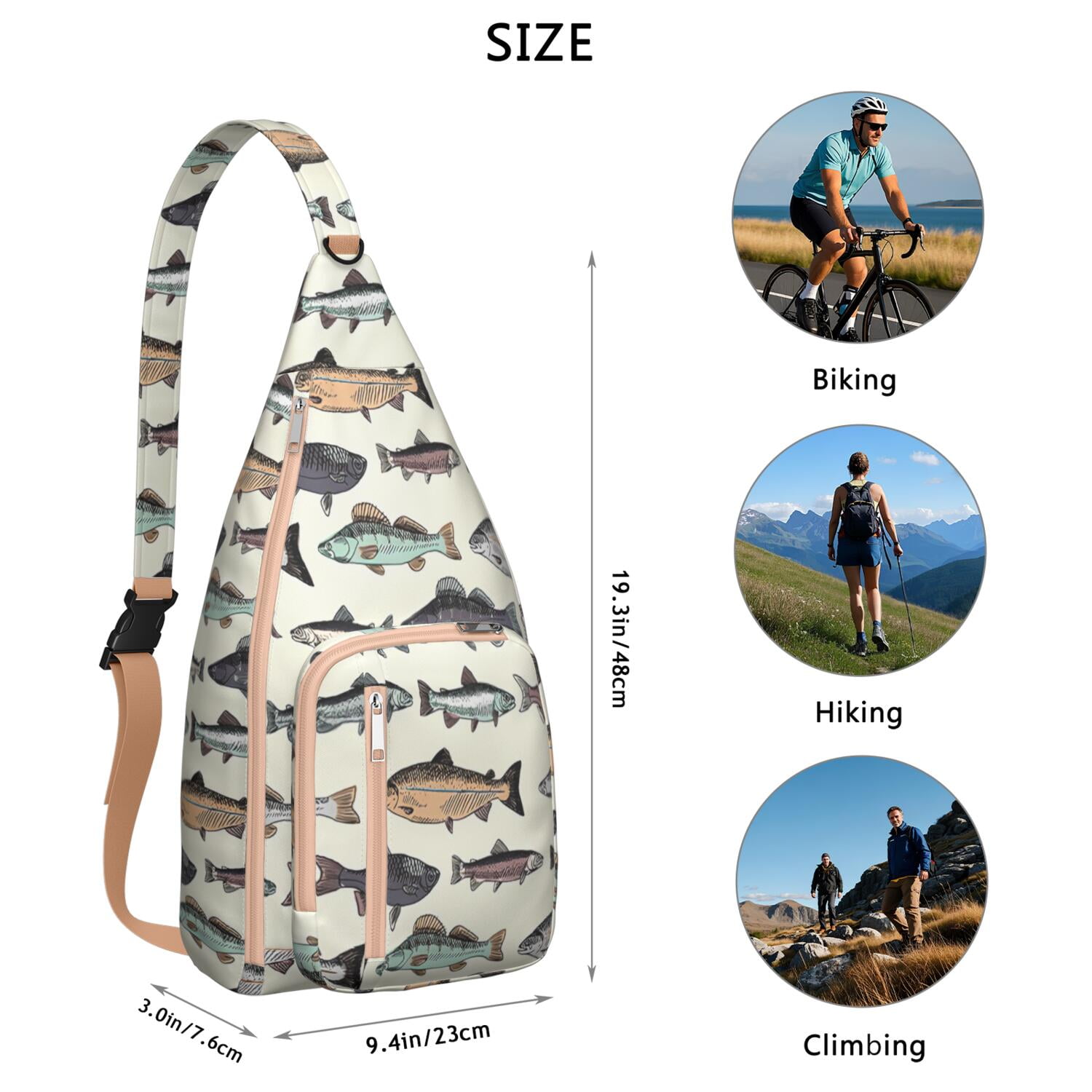 Ocean Predator Print Crossbody Pack&nbsp;- Great White Shark Hunting Pose Design
