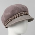thumbnail image 3 of Lnzyyephy Women Fashion Knitted Newsboy Hats Houndstooth Print Warm Painter Visor Beret Classic Retro Cabbie Hat for Daily Travel, 3 of 8