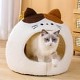 thumbnail image 3 of Lamb Plush Cat Shape Pet Nest, Cat Warm House, Cat Cave, 3 of 7