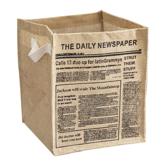Ohmyroo Foldable Jute Fabric Open-Top Storage Bag Convenient Home Organizer For Daily Use Durable Storage Bag For Home Use