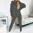 thumbnail image 2 of CFLVAEK Womens Sweatsuits 2 Piece Set Plus Size Long Sleeve Hoodies with Pockets Comfy Leggings Outfits Sets Solid Color Basic Fall Lounge Sets Dark Gray M, 2 of 7