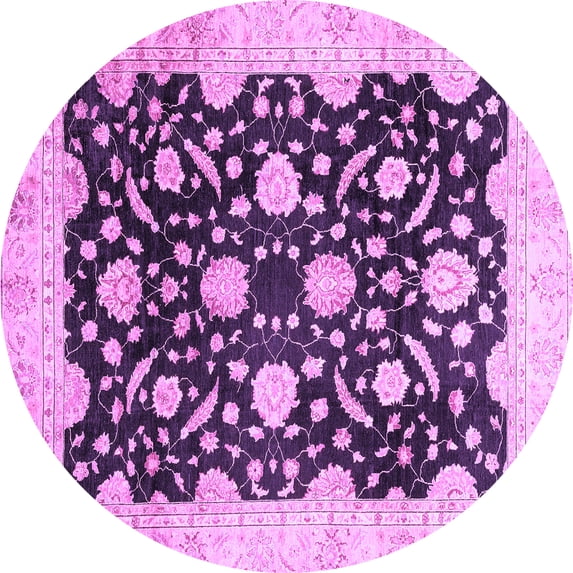 Ahgly Company Indoor Round Oriental Purple Traditional Area Rugs, 3' Round