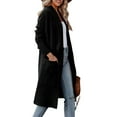 thumbnail image 2 of Women'S Open Front Knited Loose Cardigan Casual Long Sleeve Draped Knit Pockets Long Jackets Sweater Black L, 2 of 9