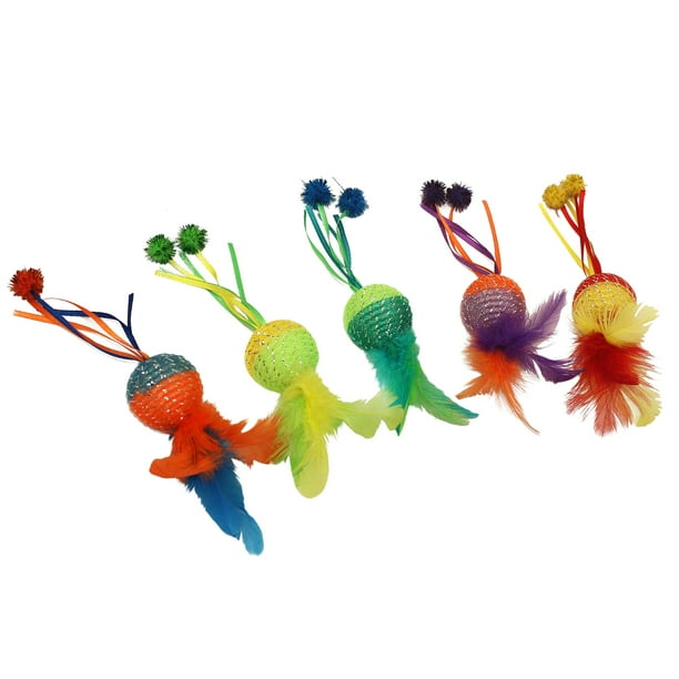 Multipet Feather Mesh Ball Rattler Cat Toy, Color May Vary Walmart