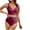 Red, variant on UTSJKR One Piece Swimsuit for Women Tummy Control V Neck Slimming Sexy Bathing Suit Color Block Padded Beach Swimwear Blue L