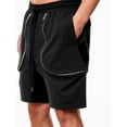 thumbnail image 2 of Besolor Men's Summer Cargo Shorts Drawstring Elastic Waist Wide Leg Casual Loose Workout Athletic Short Pants with Pocket(Large,Black), 2 of 7