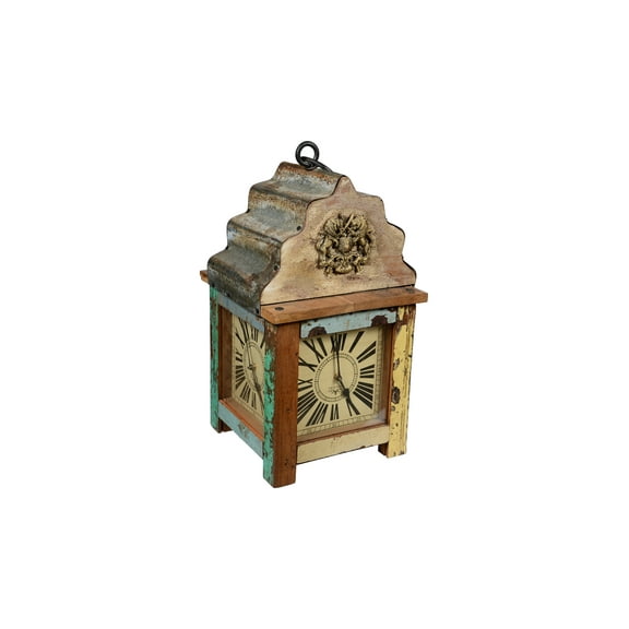 3-Sided Hanging Clock made from Wooden Lantern