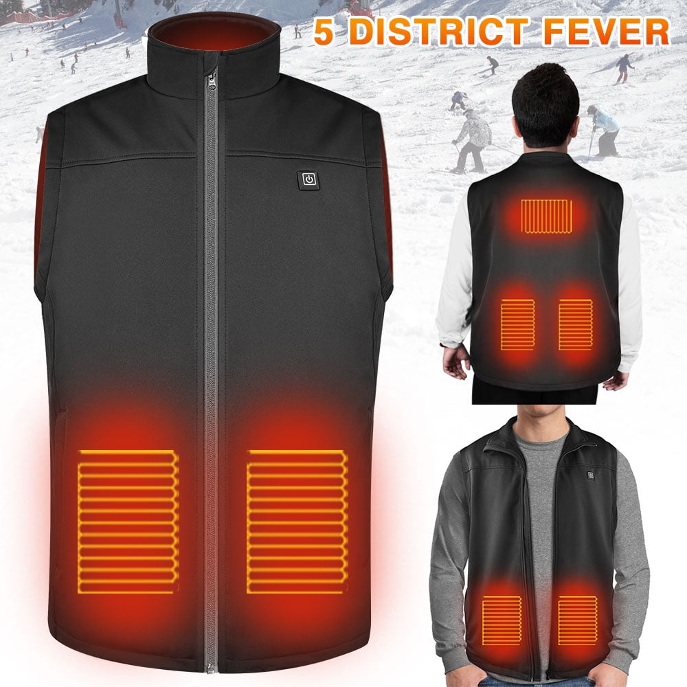 Men's Electric USB Heated Vest Padded Heating Jackets Coats Winter