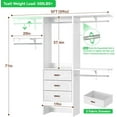 thumbnail image 3 of iSunirm 5FT Small Closet System with 3 Fabric Drawers, Walk In Clothes Organizer System With 3 Adjustable Shelves, Heavy Duty Closet Rack, Garment Rack for Bedroom, White, 3 of 8