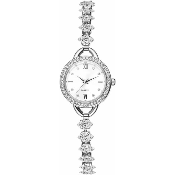 Bling Watches for Women: Ladies Analog Quartz Casual Iced Out Case Strap Roman Numeral Dial Bracelet Wristwatch for Mother's Day