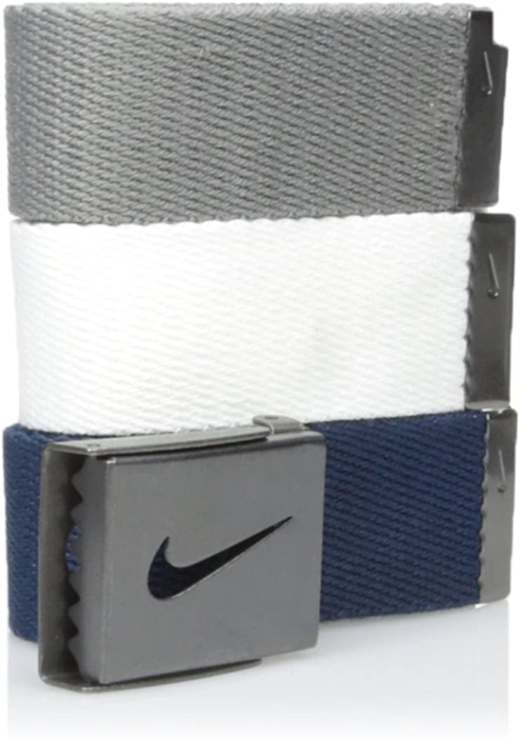 NEW Nike 3-In-1 White/Grey/Navy Blue Web Belt Pack Cut-To-Length OSFM Walmart.com
