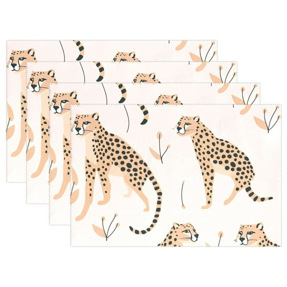 Cheetahes Leopard 12×18 inch Placemats Heat Resistant Washable Foldable Rectangular Placemats Set Decoration Indoor Outdoor for Kitchen Dining Table 1PC
